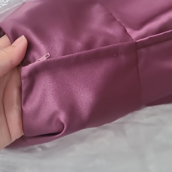 SPAGHETTI STRAP satin a-line long bridesmaid dress CHIANTI size 12 - Picture 5 of 5